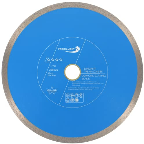 PRODIAMANT Disco da taglio diamantato Tile Professional 250 mm x 30/25,4 mm F702 ProRim no break out su piastrelle smaltate gres porcellanato ceramica e pietra naturale