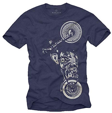 MAKAYA Motorbike Accessories for Men - Motorcycle T-Shirt Blue Size M