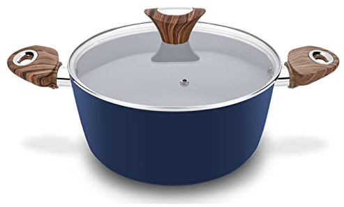 Phantom Chef 4,4 QT Kasserolle | Suppentopf | Aluminium-Körper, Antihaft-Keramikbeschichtung | mit weichem Griff | Spülmaschinenfest | Ungiftige PFOA- und PTFE-freie Pfanne | Farbe: Marineblau