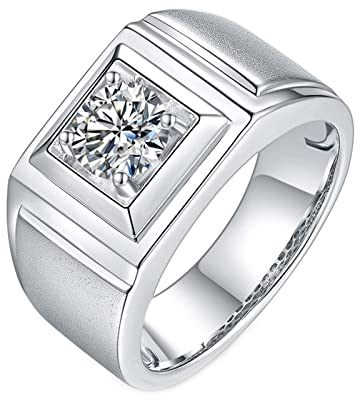 ANAZOZ Pt950 Herren Ring Platin, 1ct Moissanite Solitaire Ehering Herren Echtschmuck
