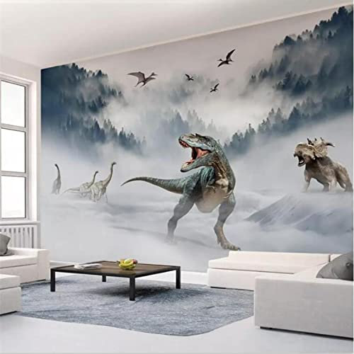 XTSWallpaper Auto-Adhésif Pvc Papier Peint Photo 3D 300X200Cm Arbres Animaux Dinosaures Stickers Muraux 3D Fond D'Écran Stéréo De Walls Art Fond Mur Papier Peint 3D Personnalisé Salon Murale