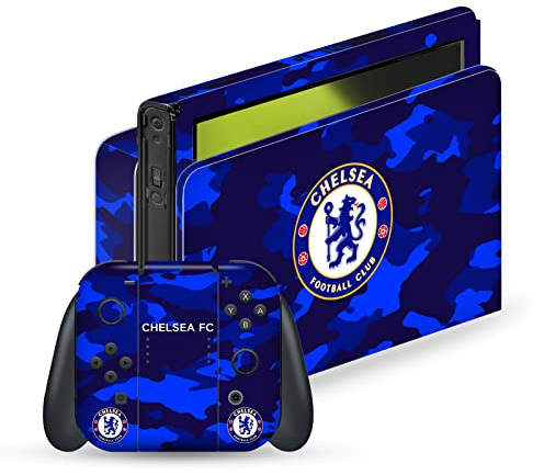 Head Case Designs Offizielle Chelsea Football Club Camouflage Gemischt Logo Vinyl Haut Gaming Aufkleber Abziehbild Abdeckung kompatibel mit Nintendo Switch OLED Bundle