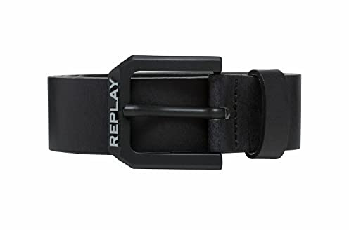 Replay Herren Gürtel aus Leder, Black 098 (Schwarz), 85