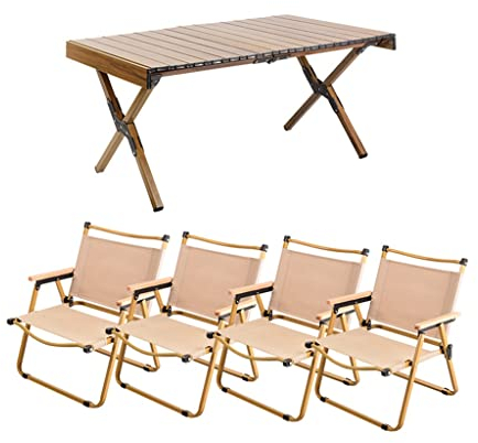 ZWJAX Campingtisch Faltbar Mit Hockern, Aluminium-Tisch-Stuhl-Set, Tragbar Und Leicht Für Outdoor, Camping, Essen, Grillparty (Color : Package 2)