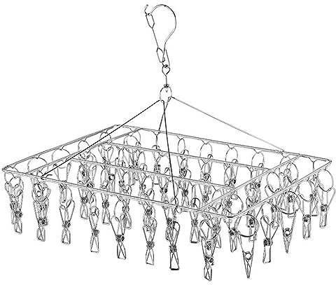 Mokife Sockentrockner Edelstahl mit 36 Wäscheklammern, Schwenken Winddicht sockenaufhänger Wäscheständer für Socken, Unterwäsche, BHS, Babykleidung, Windeln, Handtücher, Handschuhe