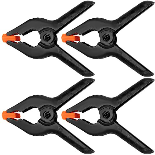 YIXISI 4 Inch Spring Clamps, 4 Pack, Black, Heavy Duty, Non-Slip, Ideal for DIY Projects, Photo Studios, Woodworking