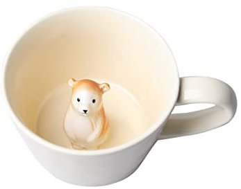 DIHOclub Keramiktasse mit Bär, verstecktes 3D-Tier im Inneren, niedlicher Cartoon, handgefertigt, Feiertags- und Geburtstagsgeschenk für Kaffee-, Milchtee-Liebhaber, 340 ml, cremefarben
