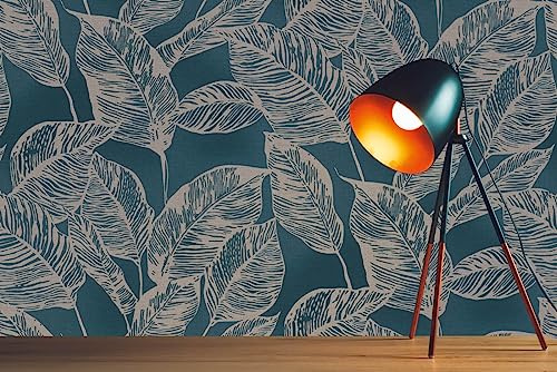 A.S. Création 386631 Non-Woven Wallpaper Floral Blue Brown - Wallpaper Country Style - Modern Leaves - 10.05 m x 0.53 m - Made in Germany