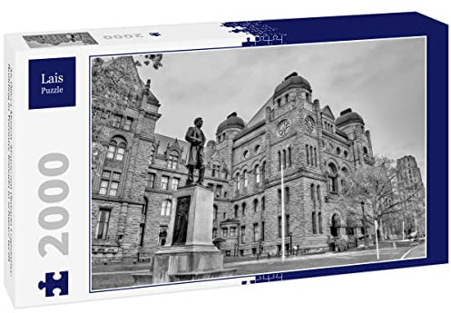Lais Puzzle Sir Oliver Mowat-Statue am Ontario Legislative Building in Toronto, Kanada in schwarz weiß 2000 Teile