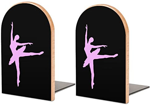 Cartoon Tanzendes Ballett Moderne Buchstützen Bücherregal Lustiger Holzbuchstopper für Home Office Deko