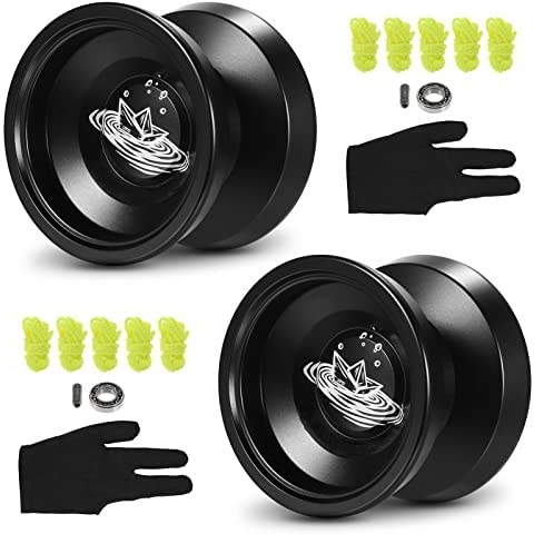 Packung mit 2 Alu-Jojo-Kugeln, Yoyo-Geschenk, Kugellager-Seile und Handschuhe