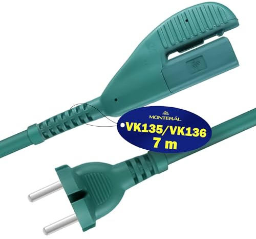 MONTERAL Cavo Alimentazione 7m per Aspirapolvere - per Vorwerk Folletto VK135 VK136 - Garanzia di 10 Anni
