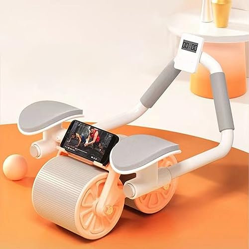 Roller Plank Trainer, Automatischer Rebound Bauchroller Räder Ab Roller mit Ellenbogenpolster für Bauchübungen und Plank Trainer Ab Roller Übungsrad mit Timer