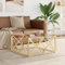 ADWOA Couchtisch 80x80x40 cm Edelstahl und Glas Couchtisch Holz Wohnzimmertisch Klein