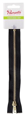Pasmanta nicht trennbarer Reißverschluss für Hosen - 18cm - Metall Reissverschluss mit Zipper für Jeans, Chinos und Bermudas - Schwarz