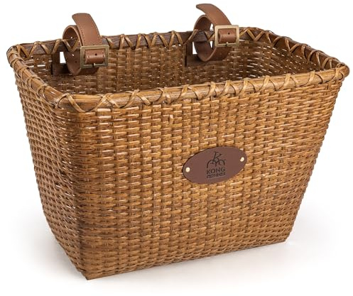 Fahrradkorb, handgefertigte Rattan-Fahrradkörbe, Vorderradkörbe für Damen, Retro-Stil, Fahrradkörbe für Erwachsenenfahrräder (Braun)