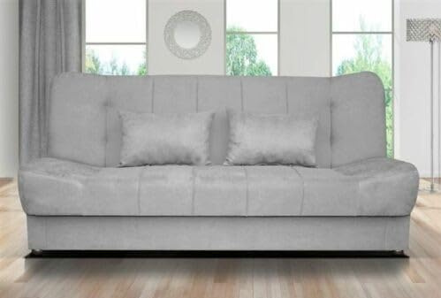 CosyCraft Sofa Bed - click clack sofa bed with large storage - double bed / 3 seater sofa, in grey, beige, blue, yellow, brown, jumbo cord, black (LIGHT GREY)