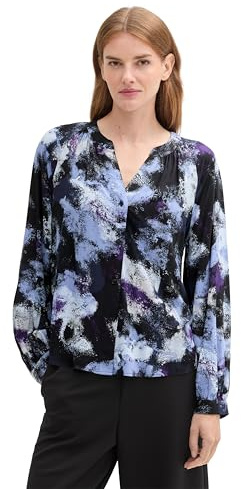 TOM TAILOR Damen Bluse mit Muster aus Viskose, 36558 - Artistic Watercolor Design, 44