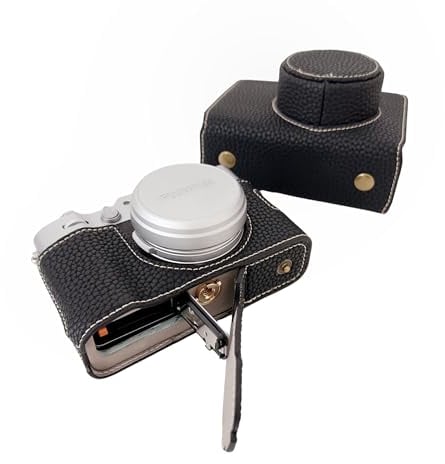 VOVMOEYA X100VI Tasche, Kamera Halbtasche für Fuji X-100VI, PU-Leder Kameratasche kompatibel mit Fujifilm X100VI Digitalkamera mit Kameragurt für X100VI Hülle - Schwarz