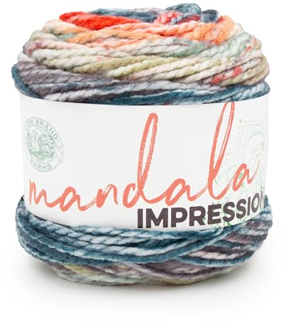 Lion Brand Yarn Mandala Impressions, mehrfarbiges Garn zum Stricken, Häkeln und Basteln, Woodstock, 1 Packung