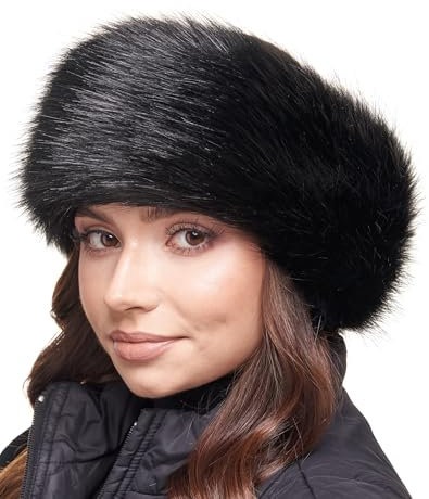 Futrzane Classic Stirnband - Fell Stirnband Damen - Winter Ohrenwärmer aus Pelz - Größe S (Schwarz Classic)
