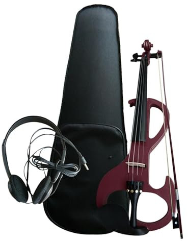 Amagogo E-Geigen-Set mit Geigenzubehör, E-Geigen-Starter und Kopfhörer, Massivholz, geräuschlose E-Geige