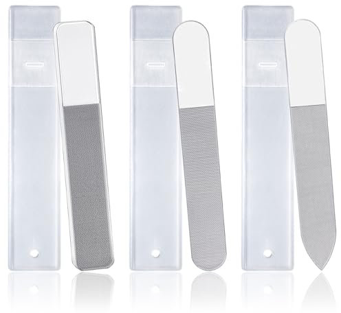 Nano Glass Nail Files, 3 Pcs Transparent Glass Nail File in Case, Clear Nail Files for Natural Nails Manicure Tools, Professional Salon Manicure Tools Kit for Women, Girls