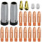 ZFKXGS 20 Stück MB 24KD MIG Schweissgerät Verschleißteile Set Schweißzubehör 15 Stromdüse M6 0,8mm 0,9mm 1,0 1,2mm Schweißbrenner Ersatzteile 2 Gasdüse Konisch Steckbar 2 Düsenstock 2 Keramik Shunt