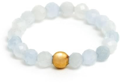 BERGERLIN Echter Aquamarin Ring mit Goldperle - facettierte Perlen - Größe M