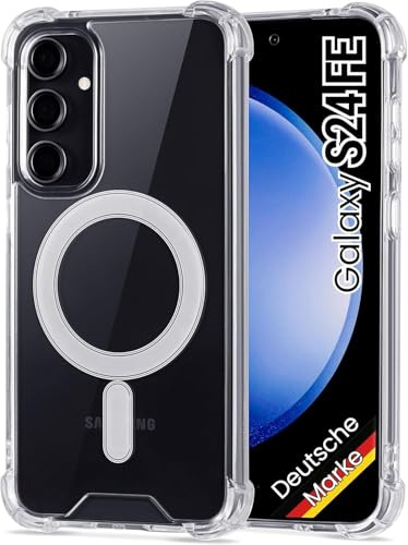 JProtect für Samsung Galaxy S24 FE Hülle für Magsafe (TOP Schutz & Magnetkraft) Magnetische Handyhülle Transparent für Samsung S24 FE - Hülle Magnet für MagSafe Zubehör Case Stoßfest