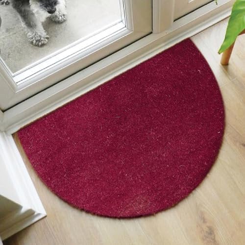 Comart, Felpudo Unido de Fibra de Coco de Colores, Alfombra de Entrada, con Base Antideslizante, para Exterior e Interior, Resistente, fácil de Limpiar, Color Burdeos, Media Luna, 40 x 70 cm