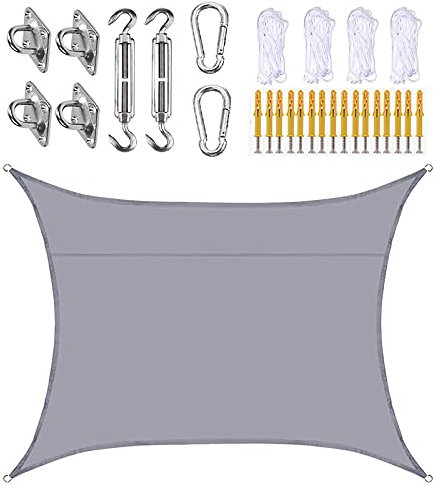 Tenda parasole rettangolare, 3 m x 6 m, per patio, giardino, piscina, tessuto Oxford resistente all'acqua, design durevole in 21 colori