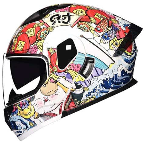 Klapphelm Integralhelm Mit Doppelvisier Integriert Motorradhelm Motorradhelm Motorrad Full Face Helm Klapphelm DOT/ECE Zertifiziert Racing Helm Für Damen Herren 16,XXL:63-64CM