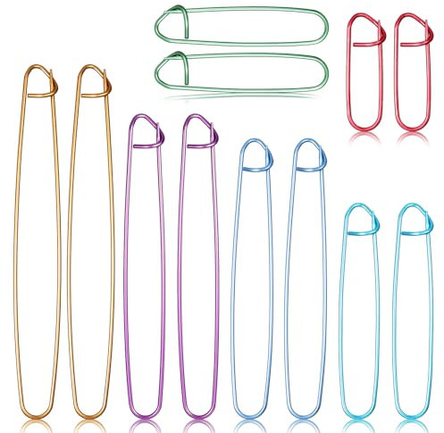 Oruola 12 Stück Maschenhalter zum Stricken,Maschenhalterseile,Maschenhalter Stricken,Bunte Aluminium Stichhalter zum Strickens,Maschenhalters Groß für Selbstgemachte Decken,Schals,Pullover