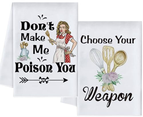 Vspek 2Stück Küchentücher, Lustige Geschirrtuch Küche Saugstarke Handtücher, Reinigung Kochzubehör Küchendekoration, Tolles Geschenk für Mütter, Perfekt für Geburtstag zu Feiertagen Haushaltsfeiern