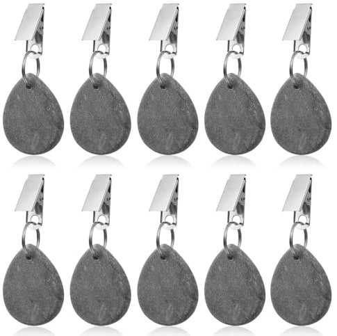 10 Pcs Tablecloth Weights for Outdoor Tables, Marble Table Cloth Weights for Outside Table Cover Weight Hangers, Heavy Duty Tablecloth Pendants with Clips for Outdoor Picnic Wedding Decoration