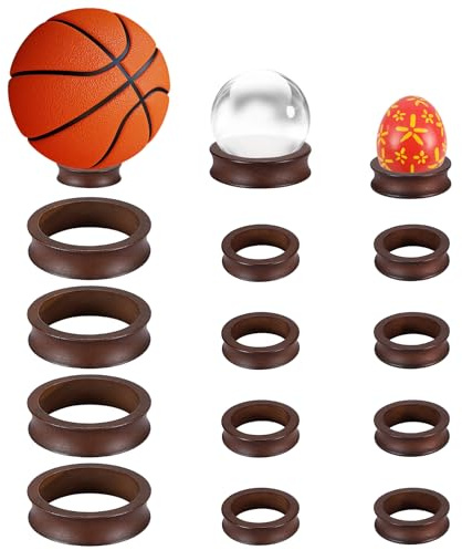 SUMNACON 12 Stk Ballständer Erinnerungsstücke Kugel Holzsockel 3 Größen | Fußballständer Kugeln Ringständer Ausstellungsständer für Basketball Volleyball Bowling Golfball Tennis Murmeln Sammlungen