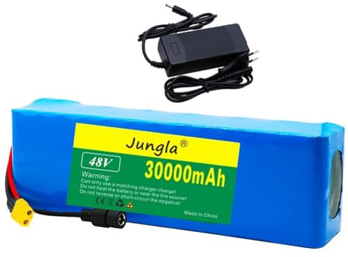 Batterie de vélo électrique 48V Batterie Lithium-ION 30Ah avec Chargeur Boîtier en PVC étanche Haute capacité Convient aux trottinettes et vélos électriques 48V 30Ah,XT60