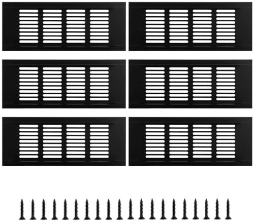 Voyoo 6PCS 80x200mm Black Air Vent Covers – Aluminum Alloy Ventilation Grills for Walls, Doors, Wardrobes & Radiators