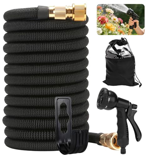 Foreverup Flexibler Gartenschlauch 60M, Dehnbarer Wasserschlauch, Garten Handbrause, mit 8 Funktion Erweiterbarer Wasserschlauch für Garten Bewässerung Autowäsche