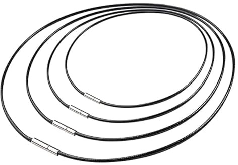 TENGWA 4 Pièces Cordon Cuir pour Collier Diamètre 2 mm Cordon Collier Noir Cuir 40/45/50/55 cm Fermoir en acier Inoxydable Unisexe Idéal pour Bracelets Pendentifs et Loisirs Créatifs