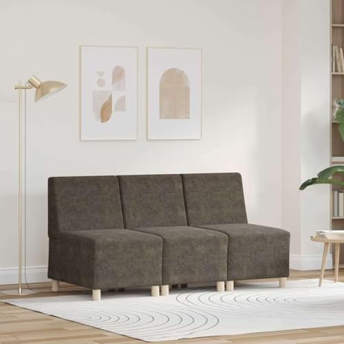 mtlskopl Modulares Armfreies Sofa 3er Set Dunkelgrau Kunstwildleder 55x74x82 cm Kleines Couch mit Recamiere Optik Robust & Langlebig for Living Room Studio & Small Spaces