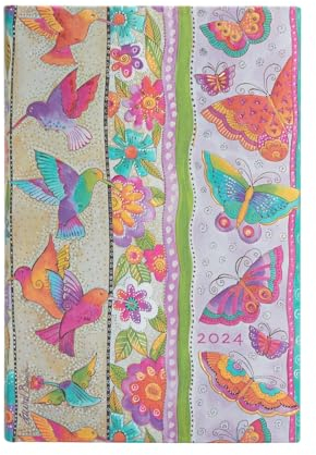 Paperblanks 12-Monatskalender 2024 Kolibri und Schmetterlinge | Vertikal | Mini (100 × 140 mm)