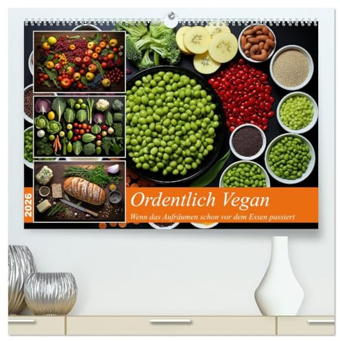 Ordentlich Vegan (hochwertiger Premium Wandkalender 2026 DIN A2 quer), Kunstdruck in Hochglanz: Wenn das Auge die schöne Ordnung genießt (CALVENDO Lifestyle)