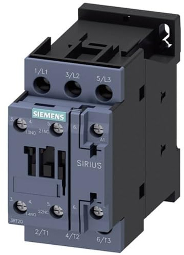 Siemens 3RT2026-1AP00 CONTACTOR, AC-3, 11KW/400V, 1NO+1NC, AC 230V 50HZ, 3-Pole, SZ S0 Screw Terminal, White
