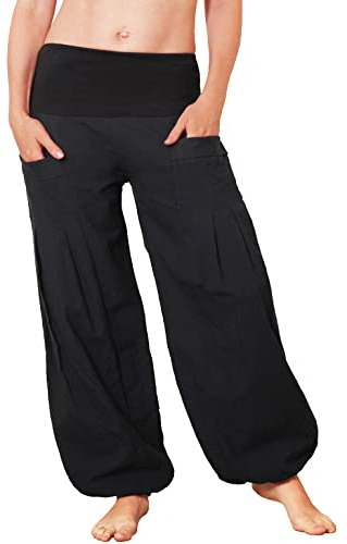 Leucht-Welten Damen Pumphose aus Baumwolle Pocket-Hose p31 Schwarz Einheitsgröße