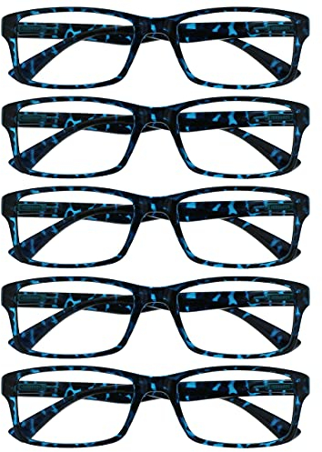 Die Lesebrille Unternehmen Blau Schildpatt Wert 5er-Pack Herren Frauen Designer Stil Leser RRRRR92-3 +1,50