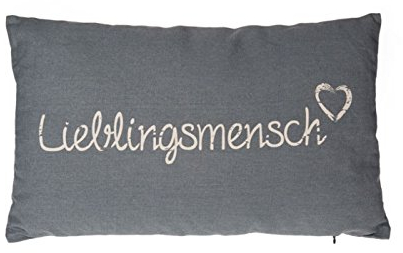 EuroDiscount Kissen Dekokissen für Couch, Sessel und Sofa Grau mit Lieblingsmensch Schriftzug 50 x 30 cm