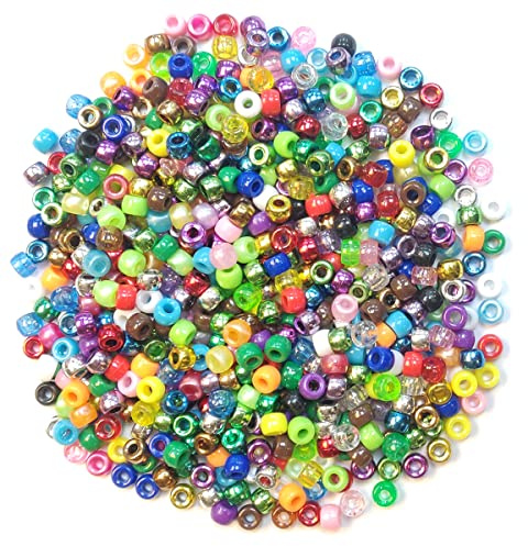 arkCRAFT 4-in-1 Assorted Pearlised/Glitter/Metallic/Bright Pony Beads PK-1000 (4 in 1)