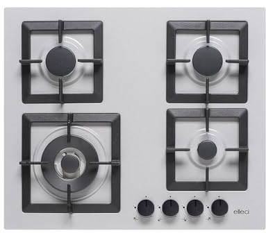 Elleci PMSP60179WS Plano 60 TCL - Piano cottura a gas 4 Fuochi, da 60 cm, finitura Metaltek colore Aluminium